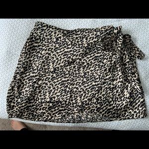 Cheetah satin wrap skirt